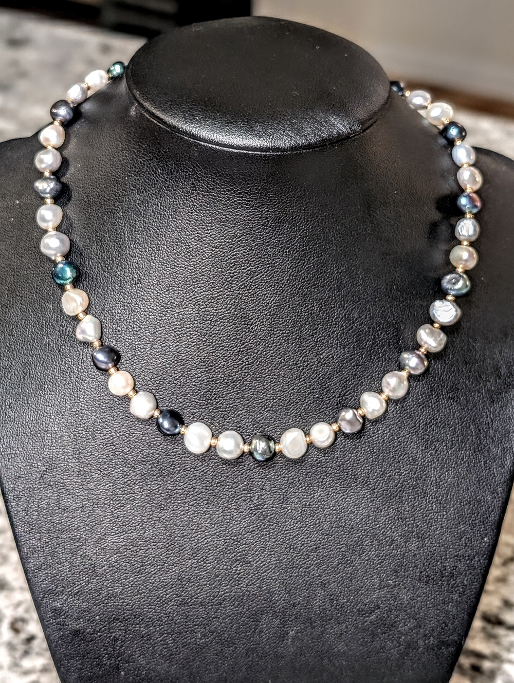 Handmade Multicolor Pearl Necklace Choker Size 14"